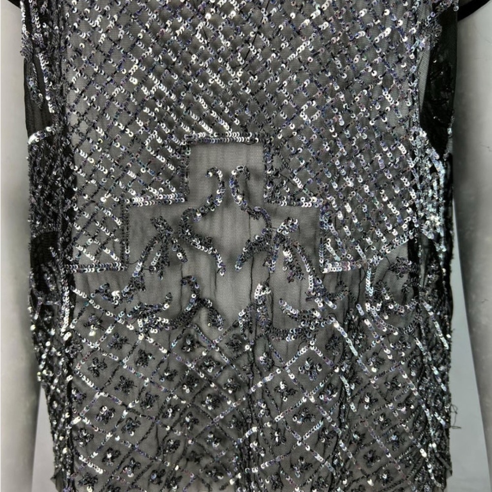 RARE Couture Libertine Embellished Black Sequin Top L - Picture 5 of 13
